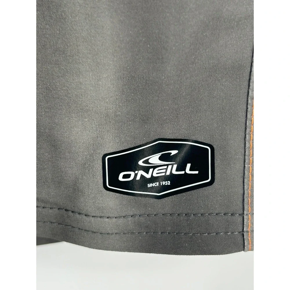 ONeill Hyperfreak Mens Board Shorts Size 31 Orange Striped Performance Swim - CJ